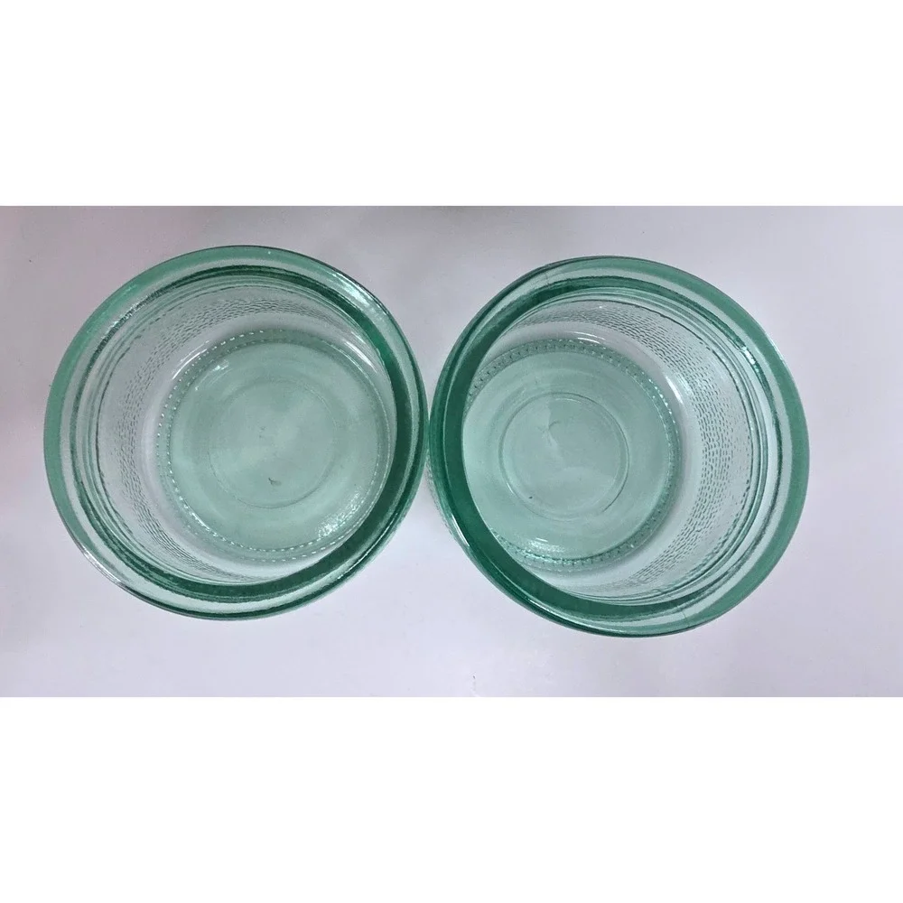 VTG Set of 2 Indiana Glass Green Textured 4
